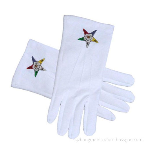 France Red Cross Thick Heavy 140d White Nylon Polyester Church Custom Embroidery Masonic Cotton Gloves White
